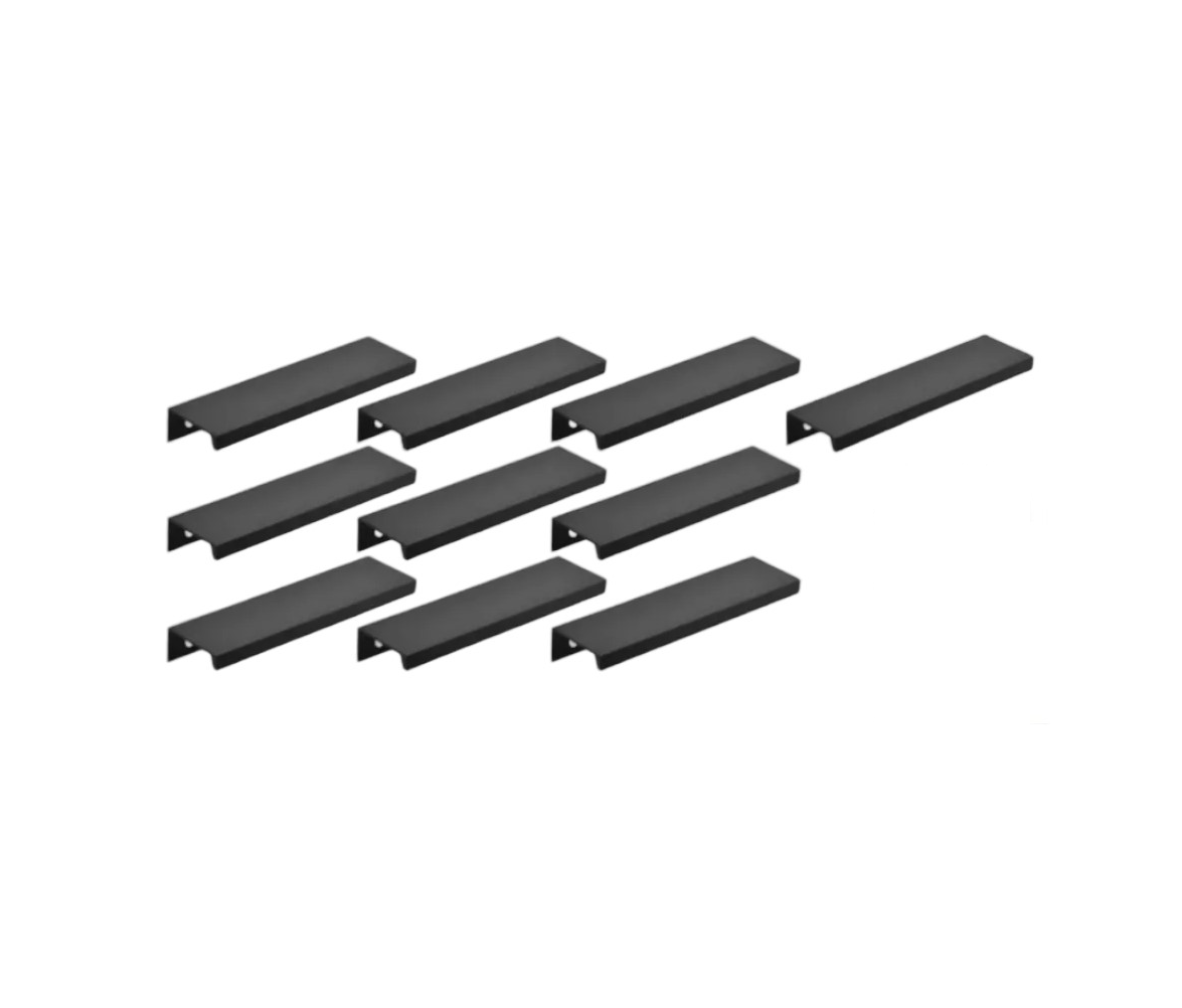 Jaladera Oculta Perfil L 15 Cm para Cajón Puerta 10 Pzs Negro