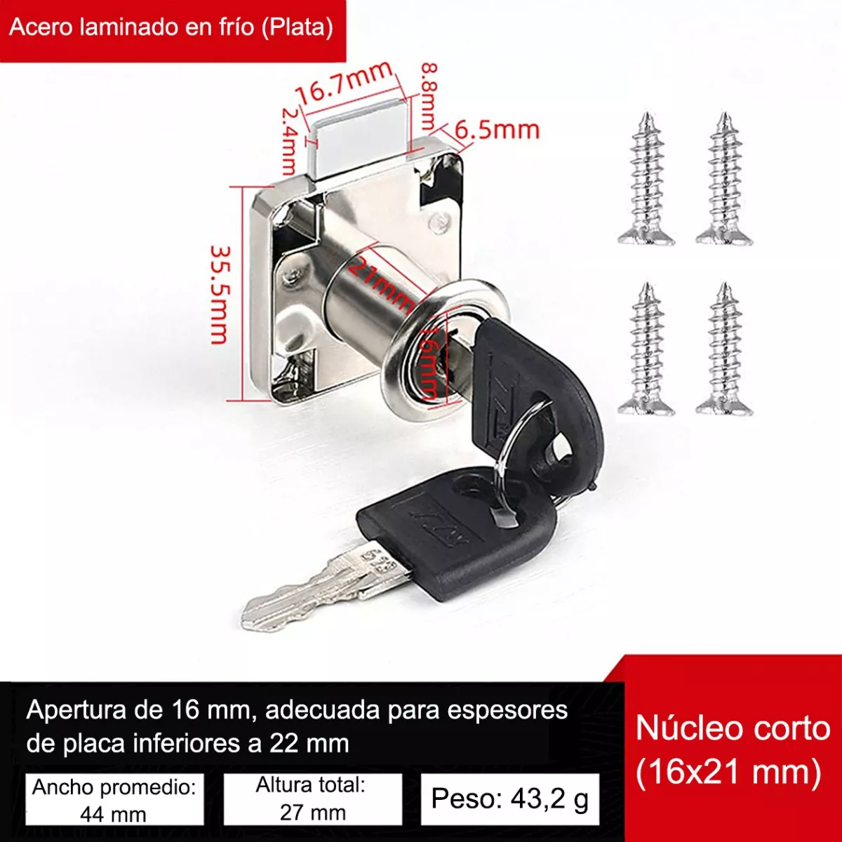Foto 3 pulgar | Set 12pcs Cerradura Chapa Para Muebles Cajones Closet Con Llaves  Eo Safe Imports Esi-11480 Multicolor