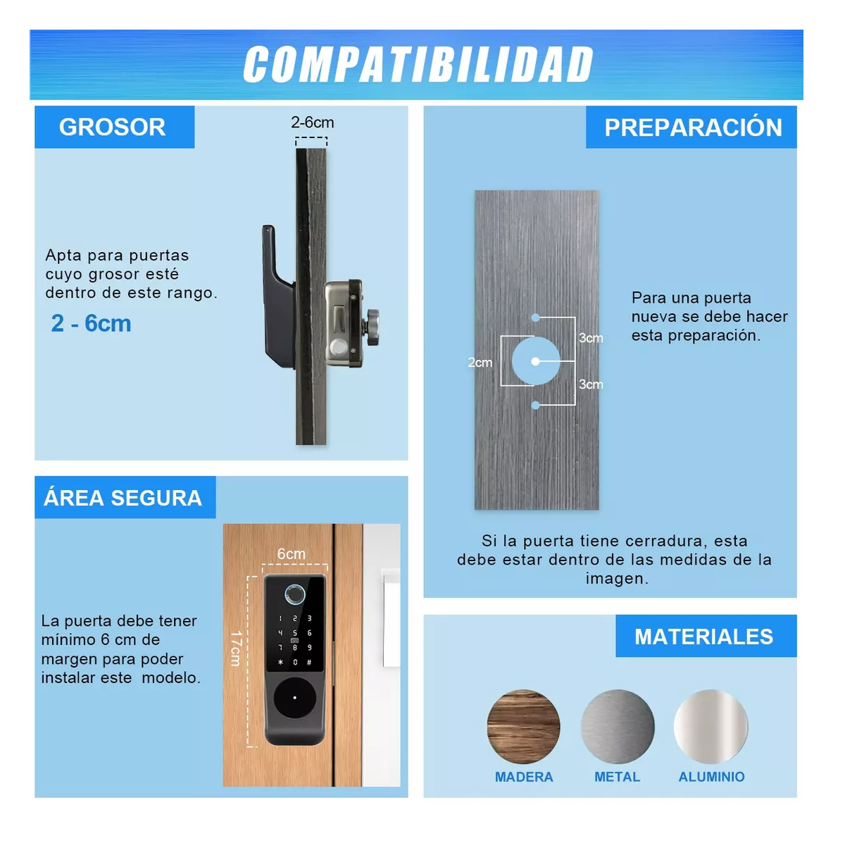 Foto 2 | Chapa Cerradura Inteligente Electrónica Exterior Impermeable  Eo Safe Imports Esi-13032 Multicolor