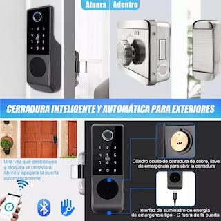 Foto 3 | Chapa Cerradura Inteligente Electrónica Exterior Impermeable Eo Safe Imports Esi-13032 Multicolor
