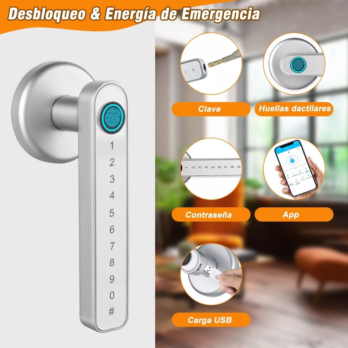 Foto 4 pulgar | Cerradura Inteligente Chapa Electrónica App Huella Eo Safe Imports Esi-13033 Plata