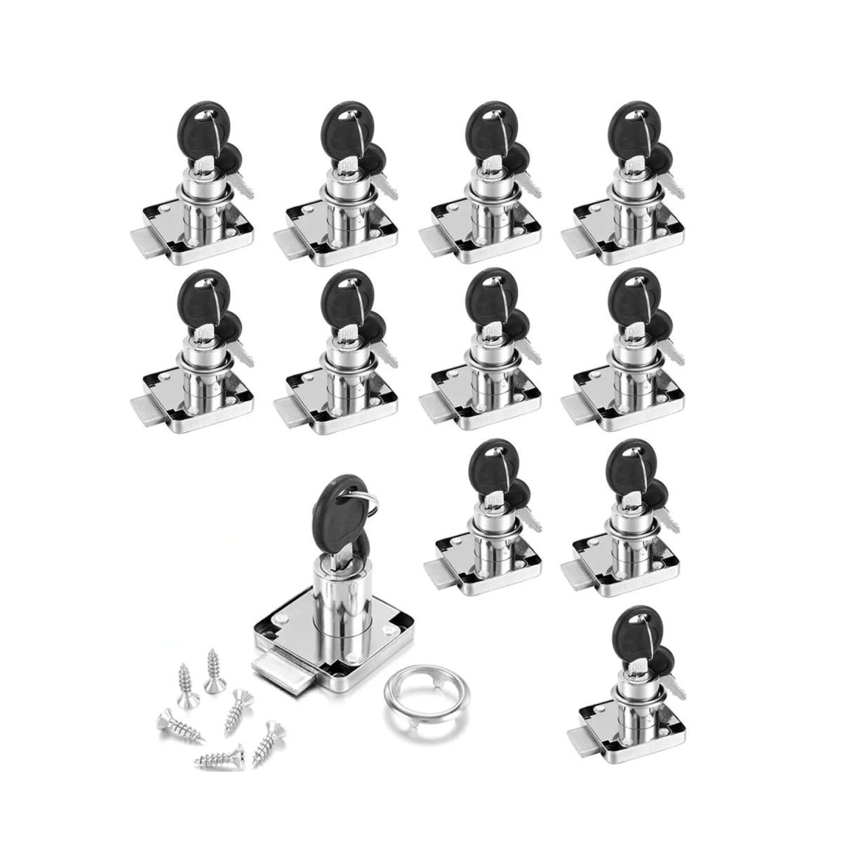 Foto 2 pulgar | 12pcs Cerradura Chapa Para Muebles Cajones Closet Con Llaves Gris