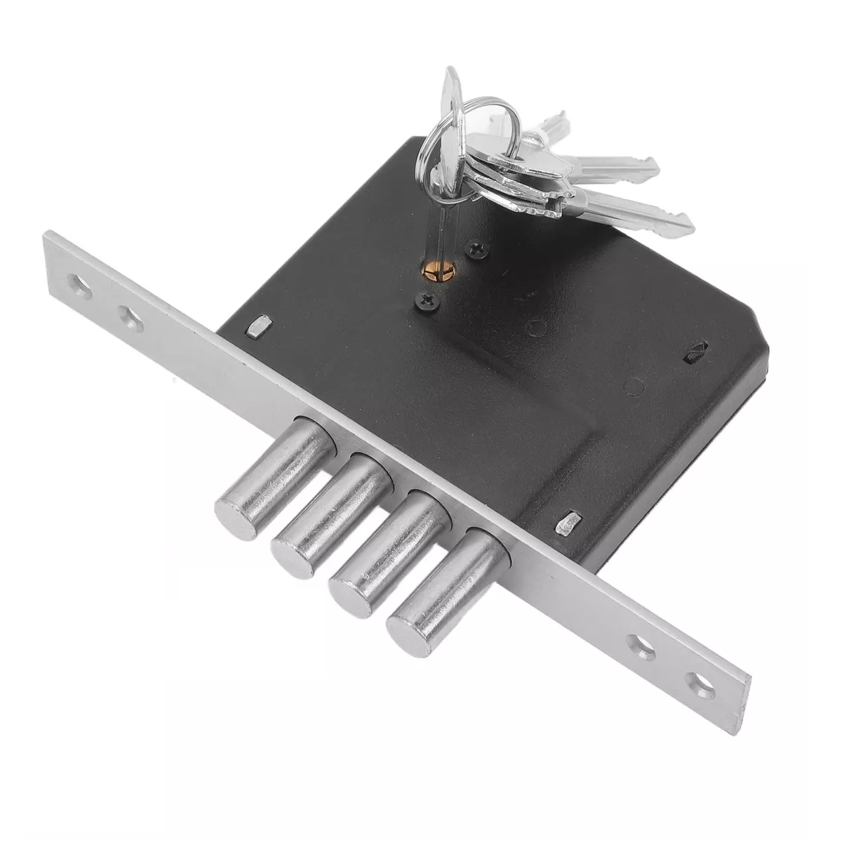 Cerradura Chapa Cerrojo 4 Bulones Llave Tetra Níquel Eo Safe Imports Esi-17446 Multicolor
