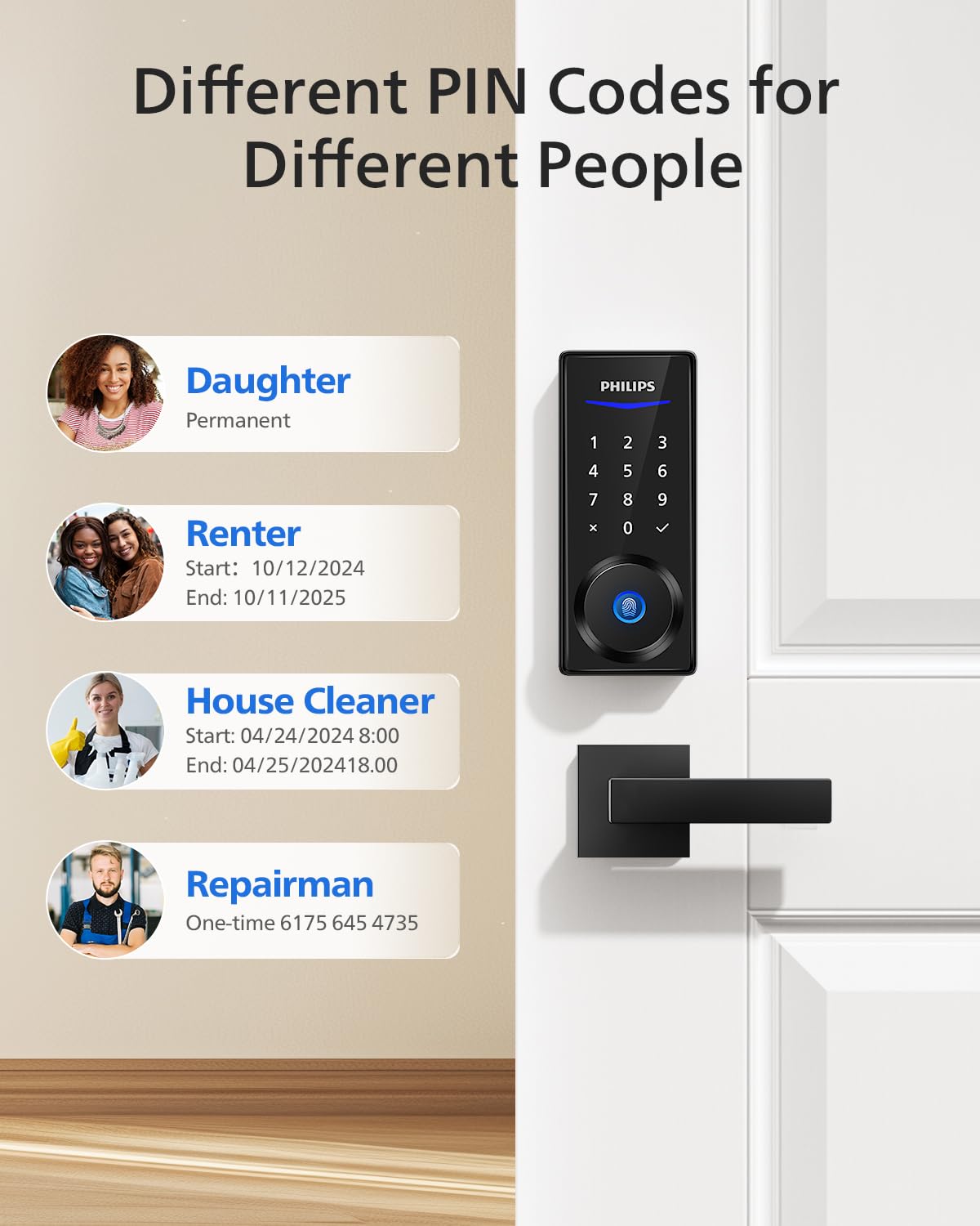 Foto 4 | Juego De Cerraduras Inteligentes Philips Con Manijas Para Puertas De Entrada Sin Llave - Venta Internacional.