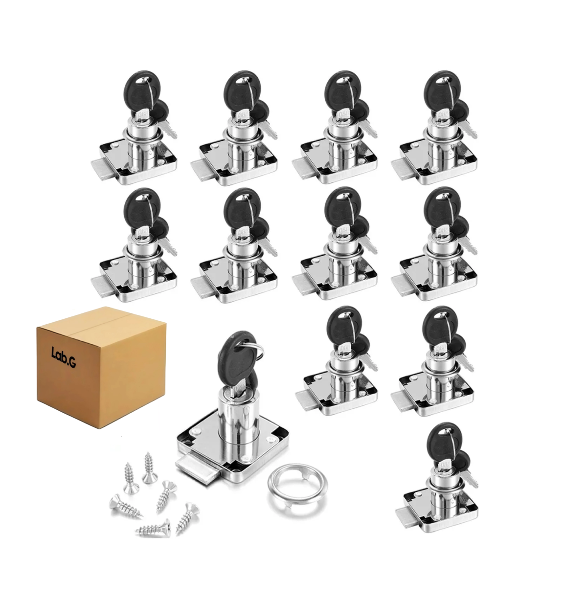 Foto 2 pulgar | 12pcs Cerradura Lab.g Chapa Para Muebles Cajones Closet Con Llaves Gris