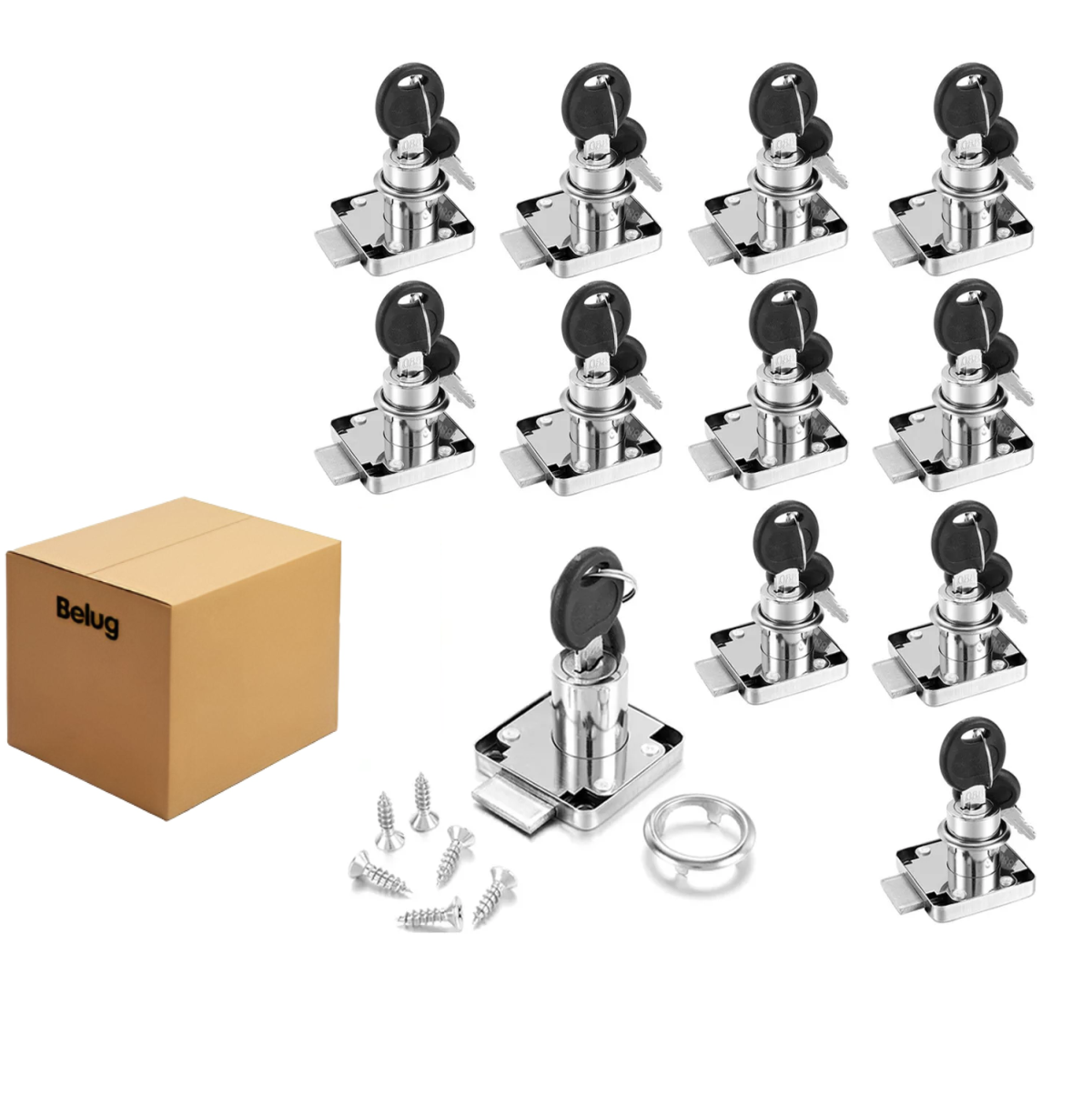 Foto 2 pulgar | 12pcs Cerradura Chapa Para Muebles Cajones Closet Con Llaves Belug  Gris