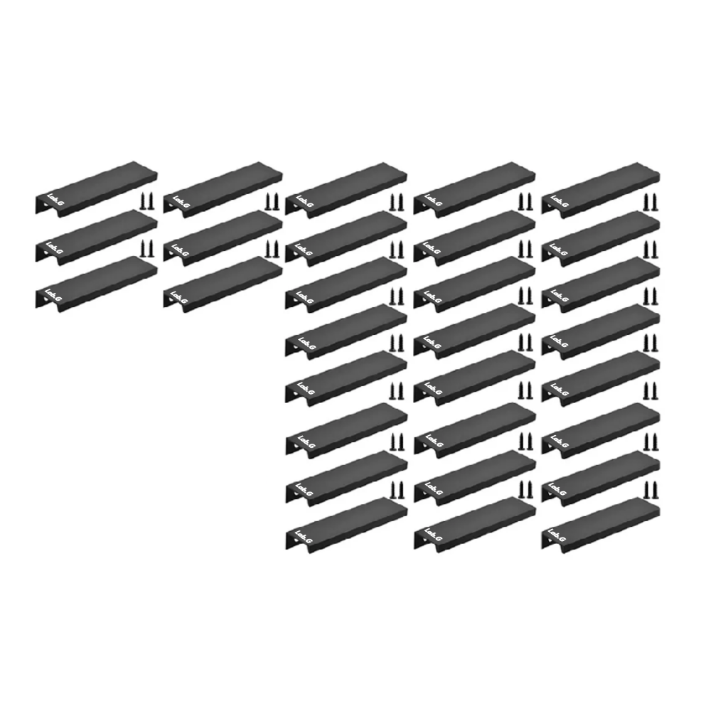 15 Cm Jaladera Oculta Perfil L Para Cajón Puerta Negro  Lab.g, 30pzs Negro