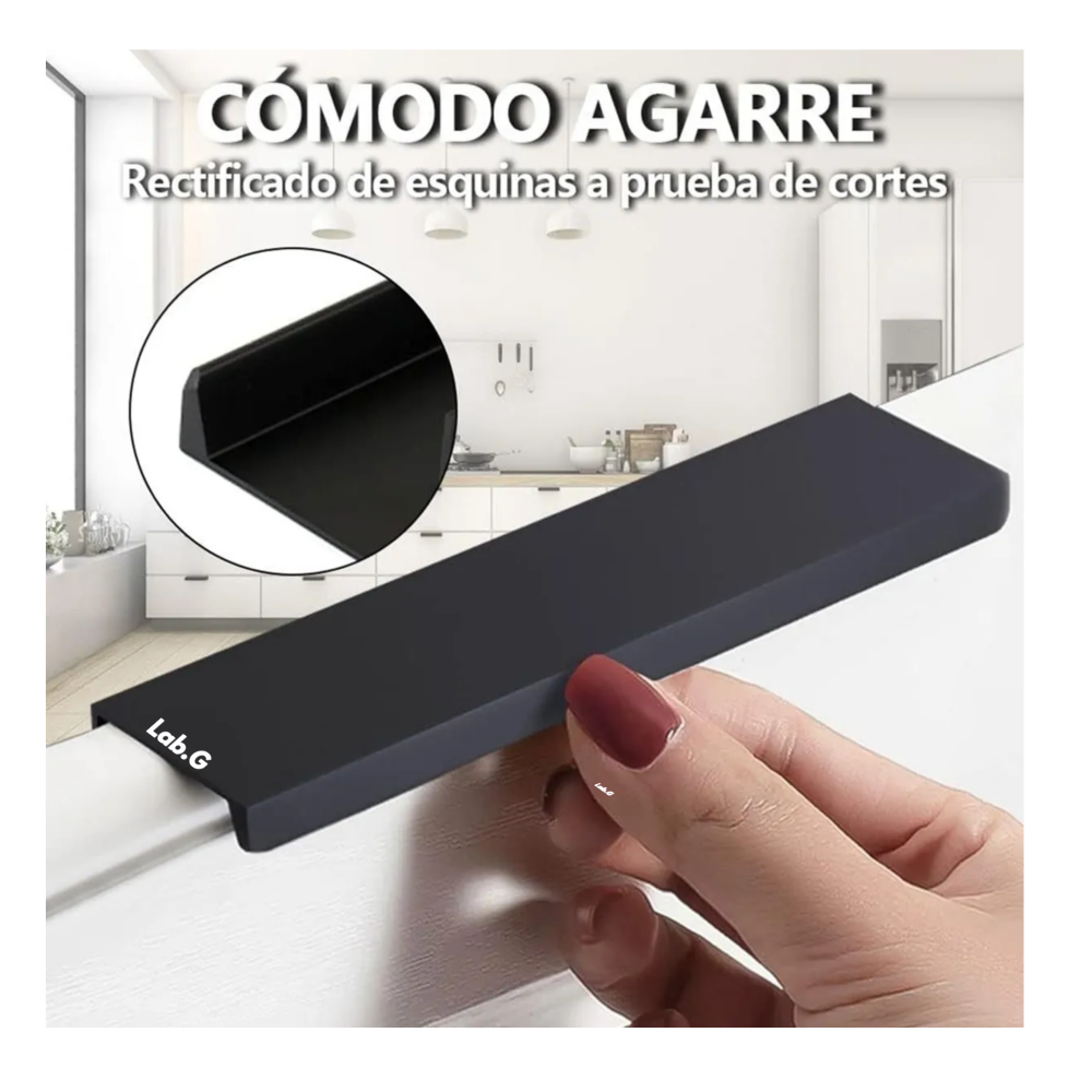Foto 5 pulgar | 15 Cm Jaladera Oculta Perfil L Para Cajón Puerta Negro  Lab.g, 30pzs Negro