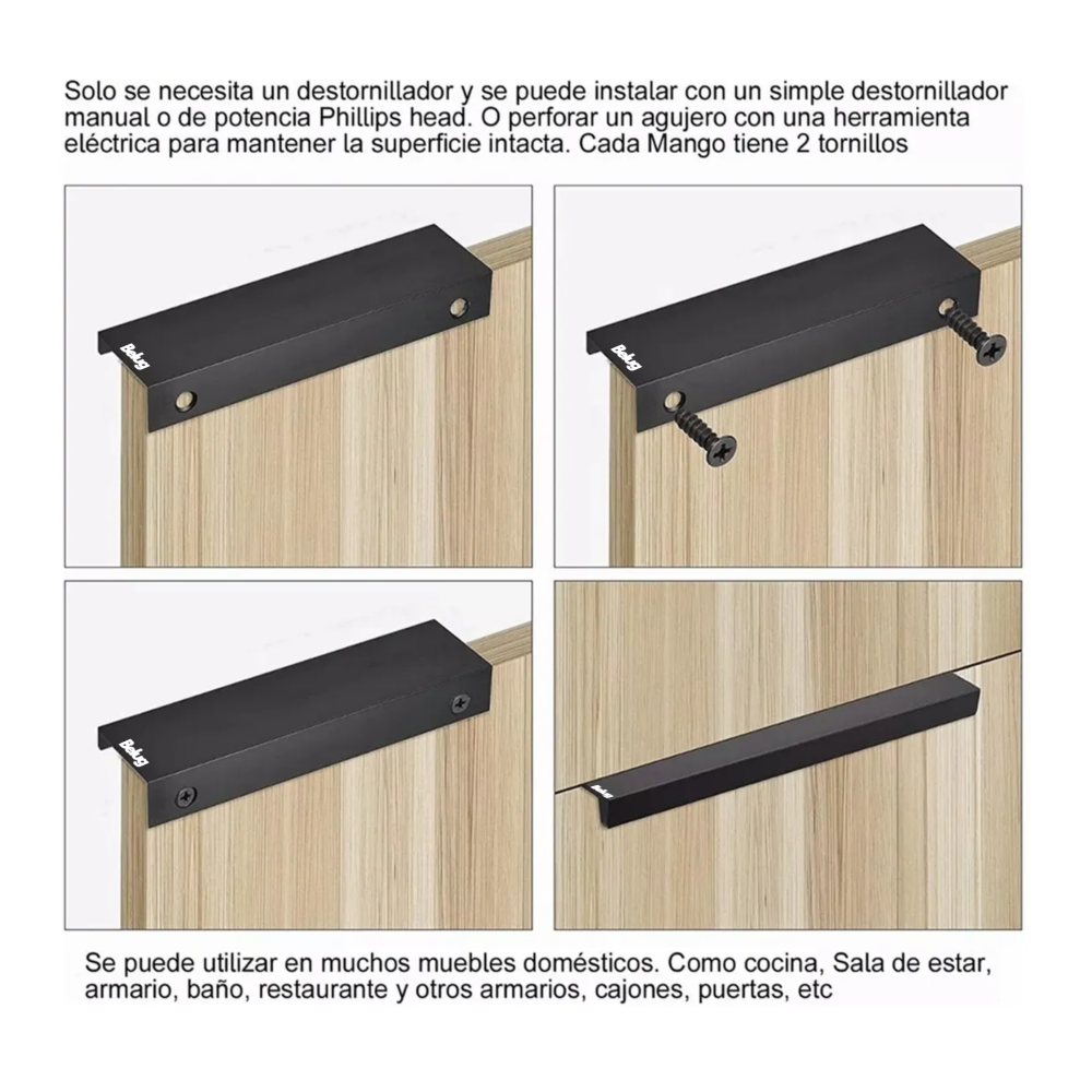 Foto 4 pulgar | 15 Cm Jaladera Oculta Perfil L Para Cajón Puerta Belug,  Negro 30pzs Negro