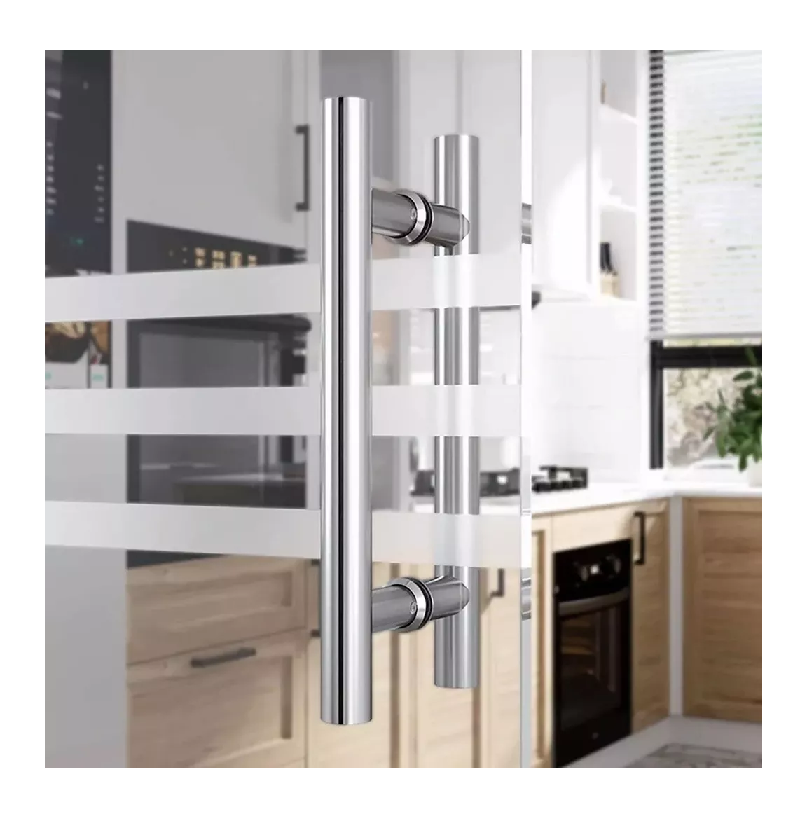 Foto 5 pulgar | Jaladera Belug Tipo H color Plata 60 cm para Puerta de Cristal