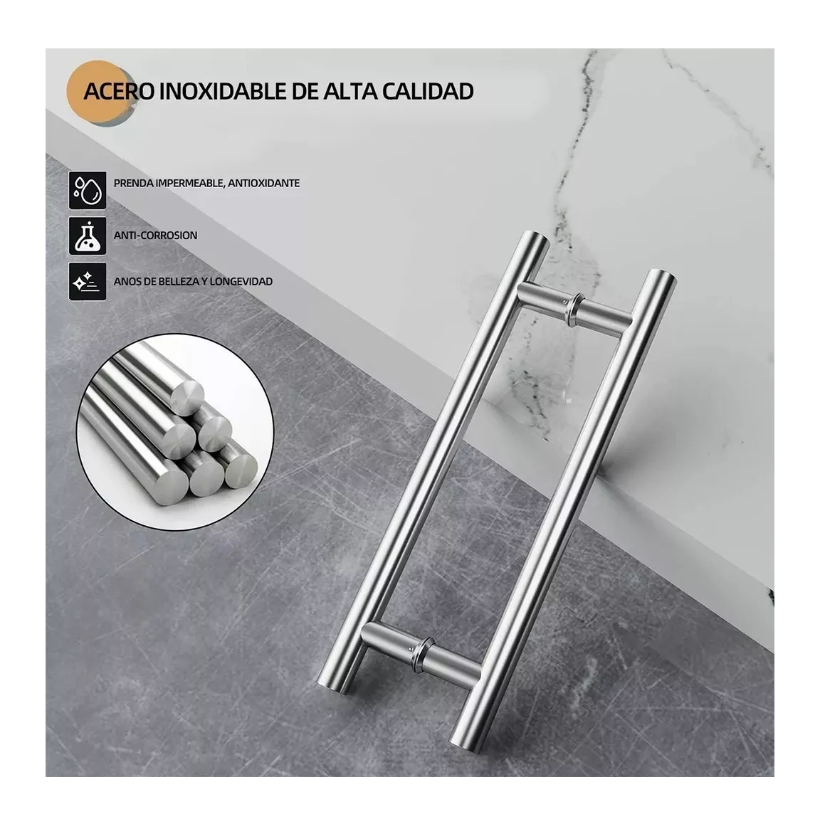 Foto 6 pulgar | Jaladera Belug Tipo H color Plata 60 cm para Puerta de Cristal