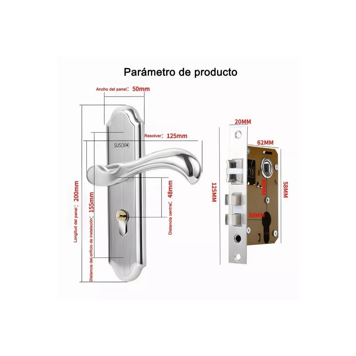 Foto 3 pulgar | Cerradura Chapa Manija para Puerta Recamara 12 pzs. Eo Safe Imports color Plata