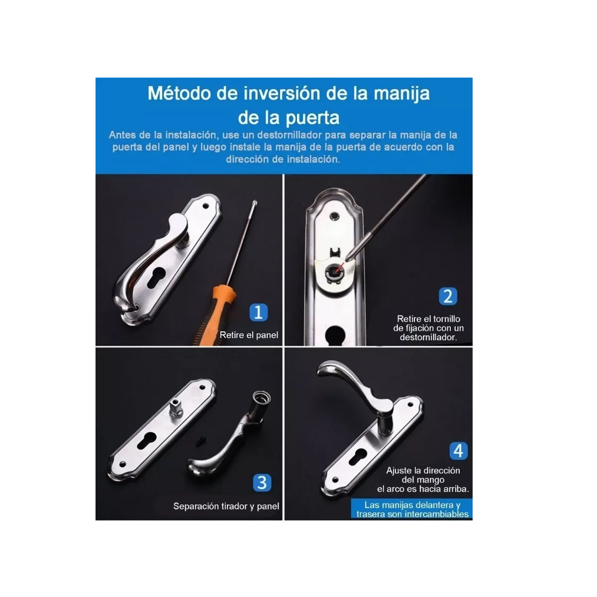 Foto 4 pulgar | Cerradura Chapa Manija para Puerta Recamara 12 pzs. Eo Safe Imports color Plata