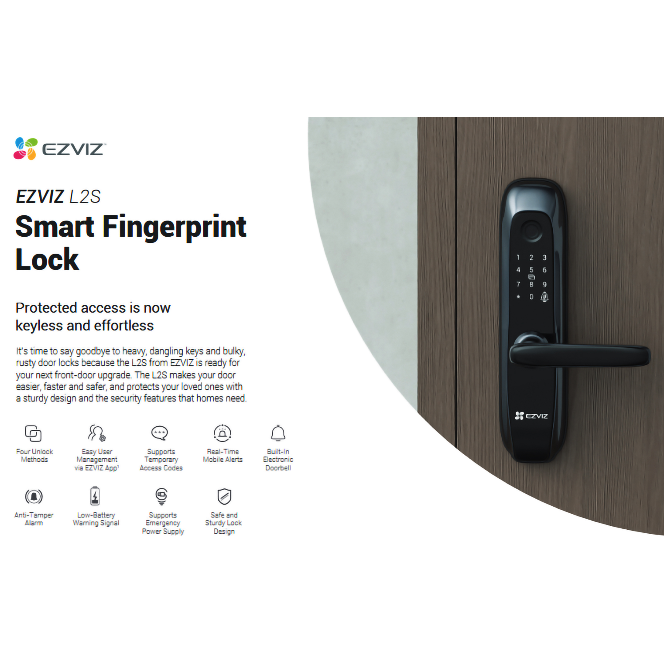 Foto 5 | Cerradura Inteligente para Huella y Contraseña EZVIZ Botón para Timbrar con Alarma Anti-intrusión
