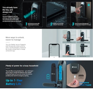 Foto 7 | Cerradura Inteligente para Huella y Contraseña EZVIZ Botón para Timbrar con Alarma Anti-intrusión