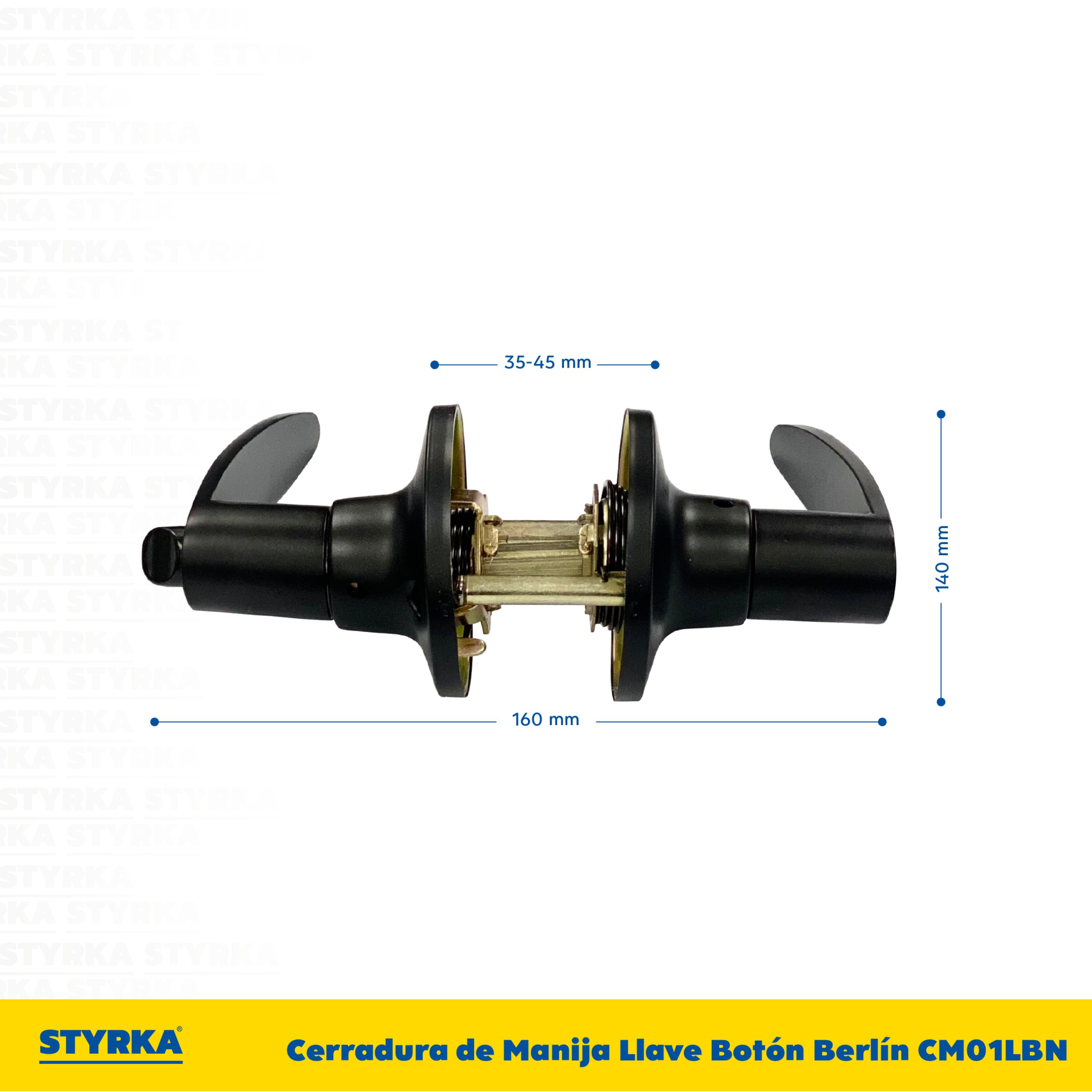 Foto 3 pulgar | Cerradura Styrka Negra Chapa de Manija Llave Botón Berlín