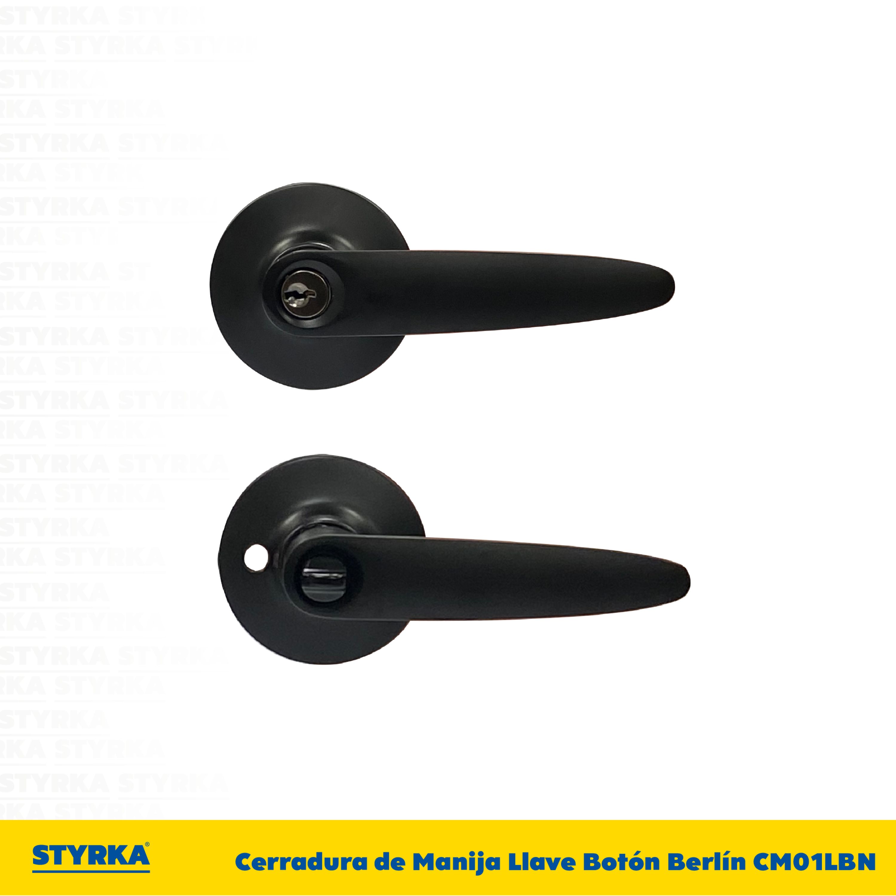 Foto 4 pulgar | Cerradura Styrka Negra Chapa de Manija Llave Botón Berlín