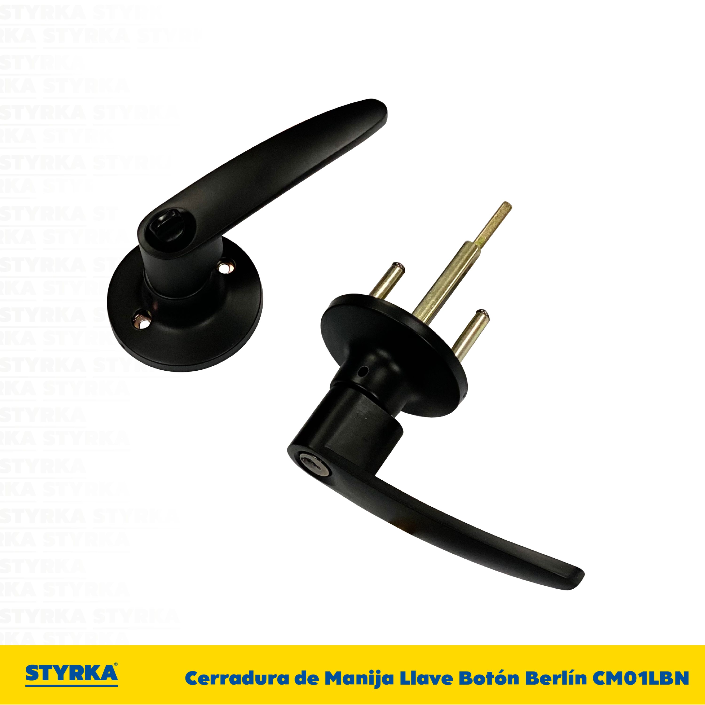 Foto 6 pulgar | Cerradura Styrka Negra Chapa de Manija Llave Botón Berlín