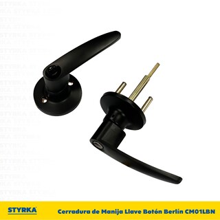 Foto 5 | Cerradura Styrka Negra Chapa de Manija Llave Botón Berlín