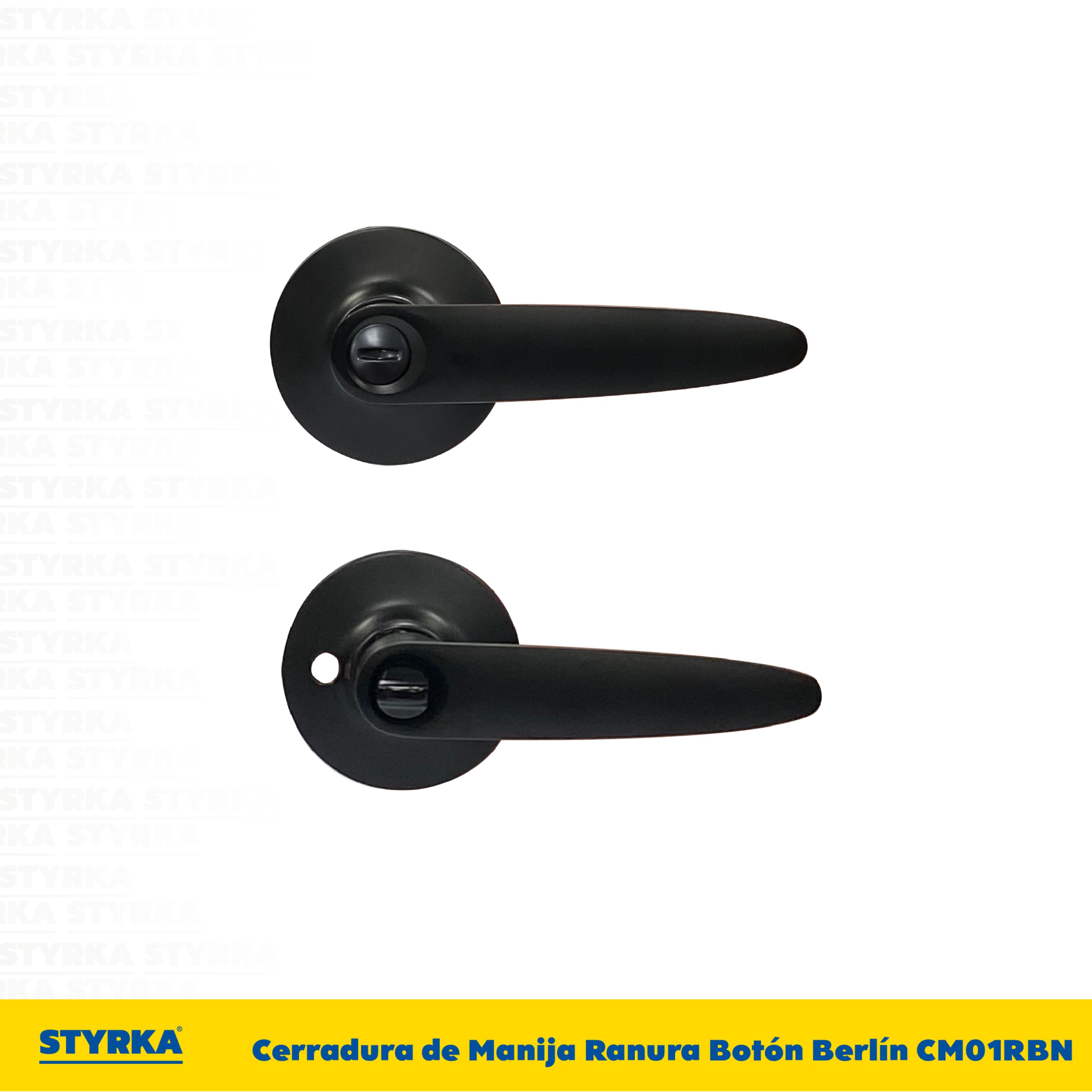 Foto 3 pulgar | Cerradura Styrka Negra Chapa de Manija Ranura Botón Berlín
