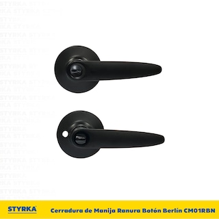 Foto 2 | Cerradura Styrka Negra Chapa de Manija Ranura Botón Berlín