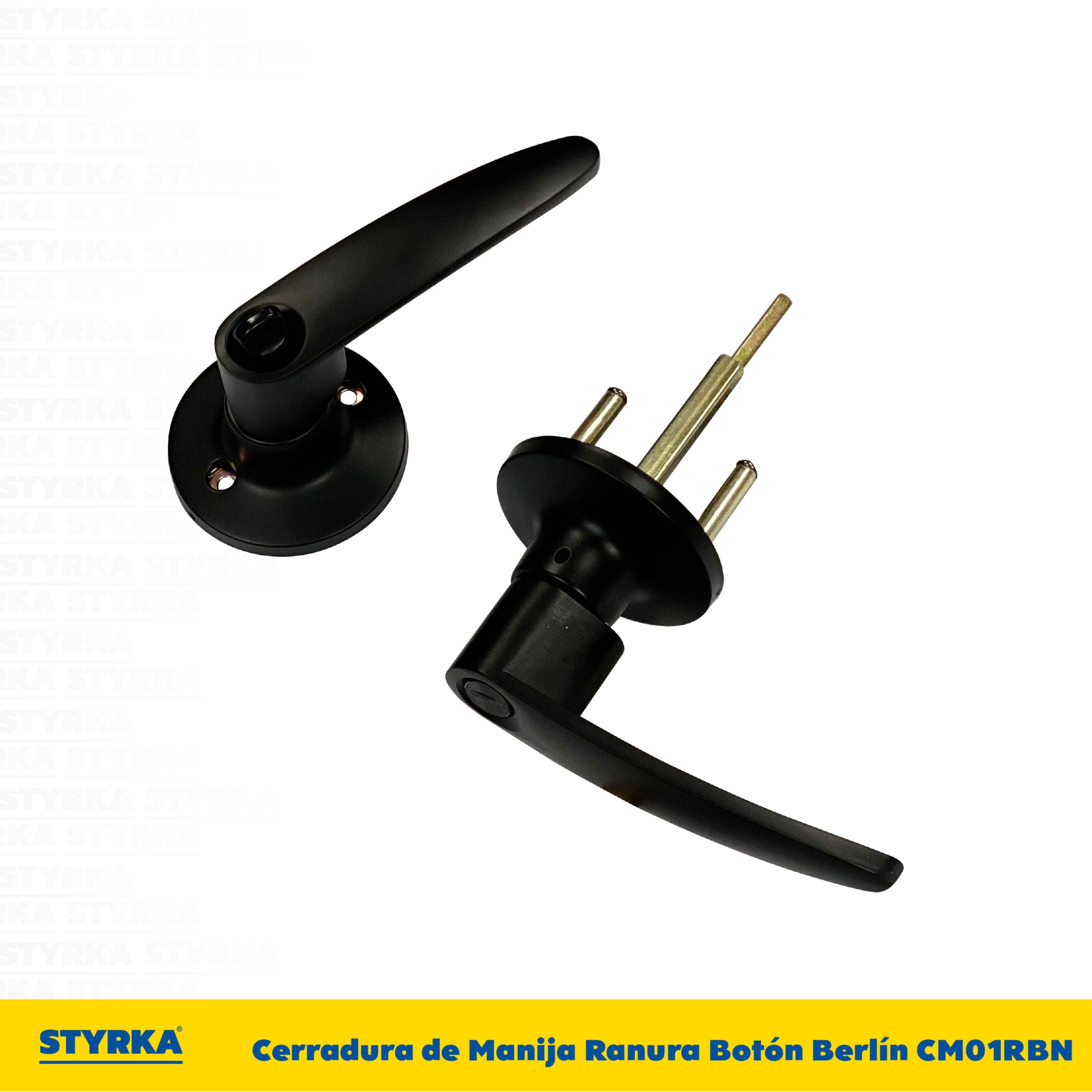 Foto 6 pulgar | Cerradura Styrka Negra Chapa de Manija Ranura Botón Berlín