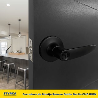 Foto 7 | Cerradura Styrka Negra Chapa de Manija Ranura Botón Berlín