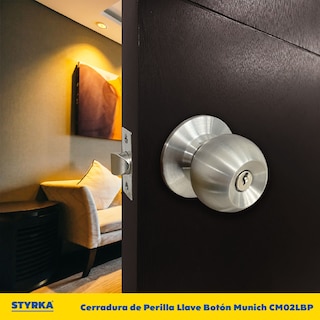 Foto 6 | Cerradura Styrka Chapa de Perilla Llave Botón Munich
