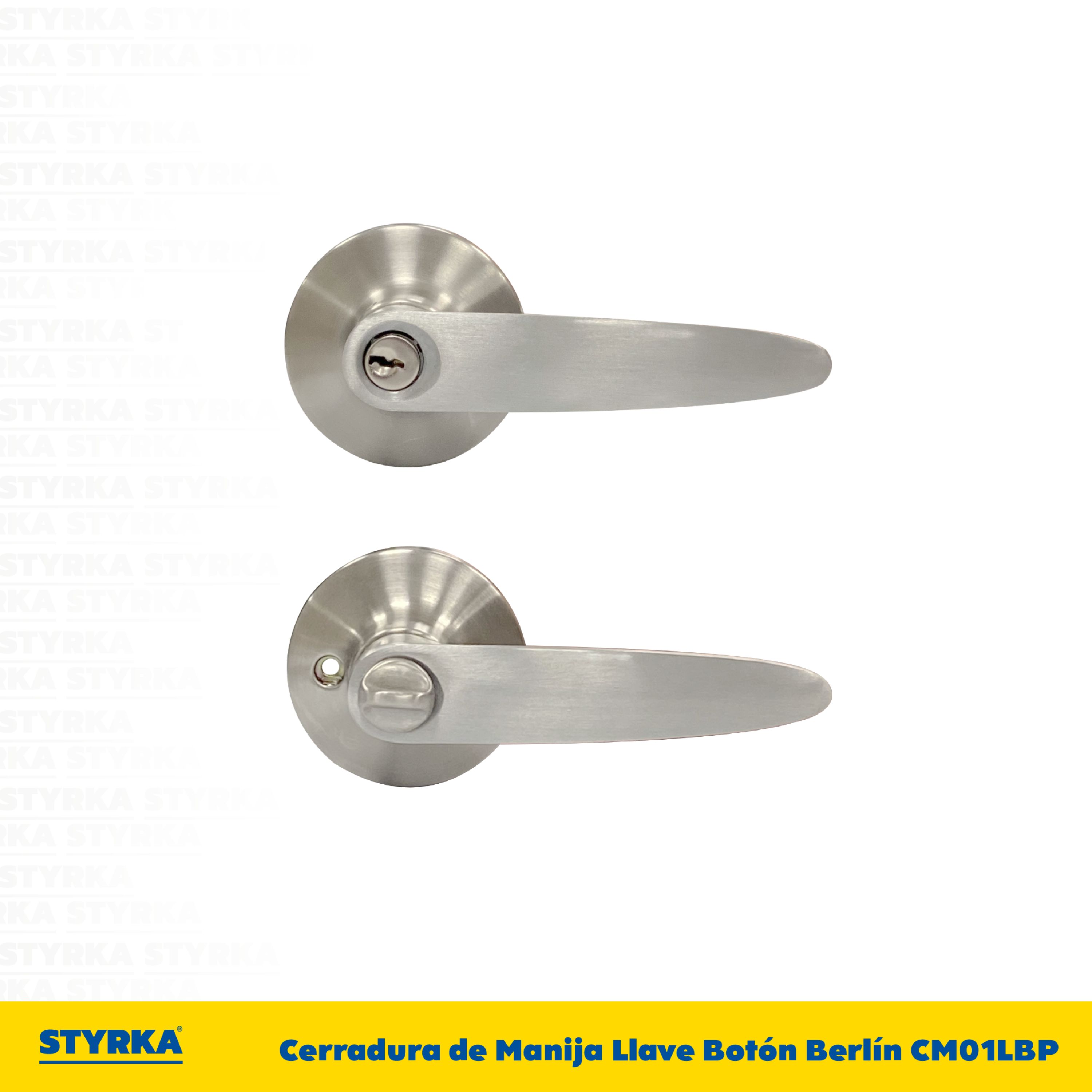 Foto 4 pulgar | Cerradura Styrka Plata Chapa de Manija Llave Botón Berlín
