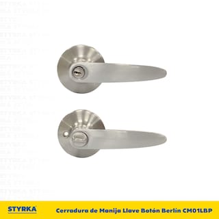 Foto 3 | Cerradura Styrka Plata Chapa de Manija Llave Botón Berlín