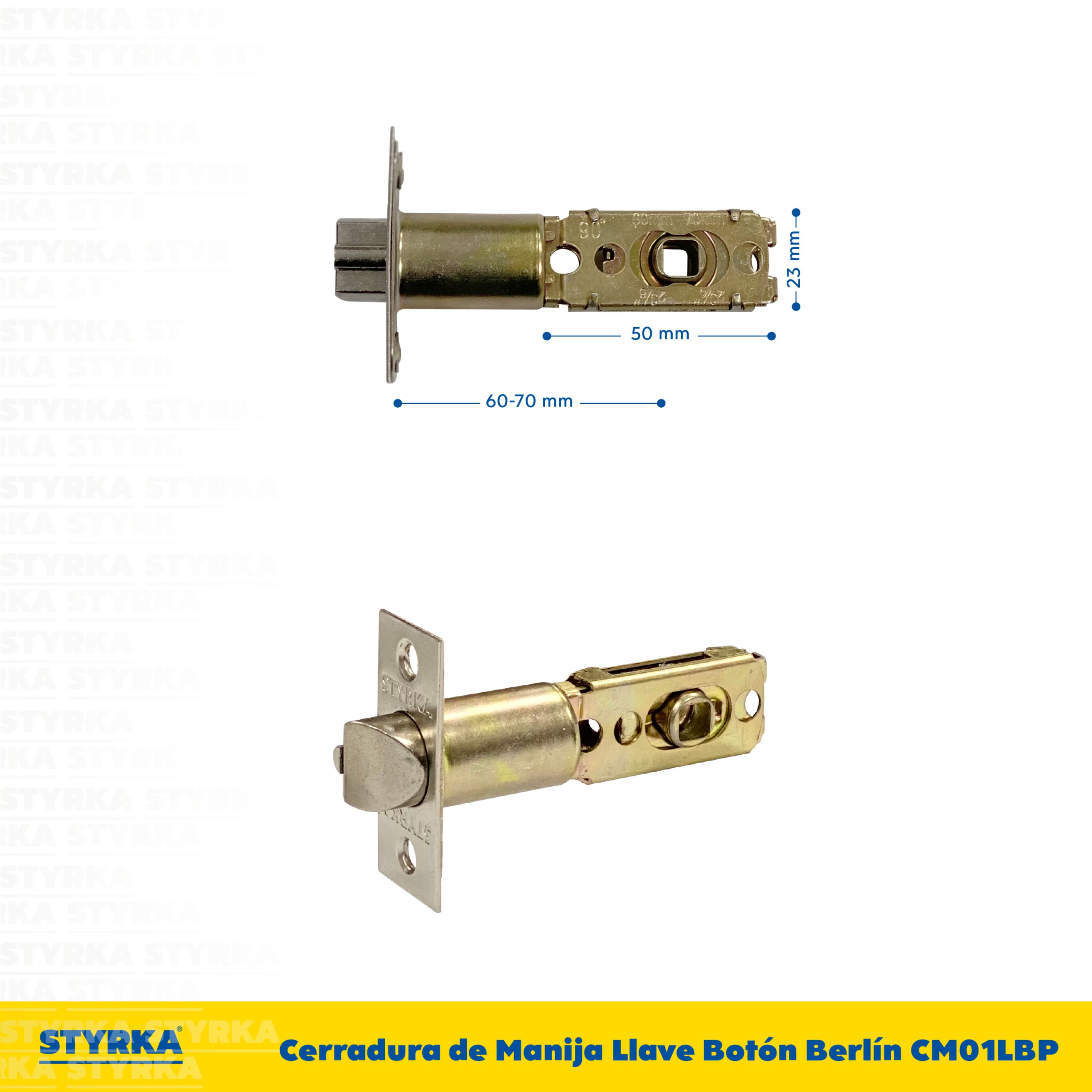 Foto 5 pulgar | Cerradura Styrka Plata Chapa de Manija Llave Botón Berlín