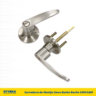 Foto 5 | Cerradura Styrka Plata Chapa de Manija Llave Botón Berlín