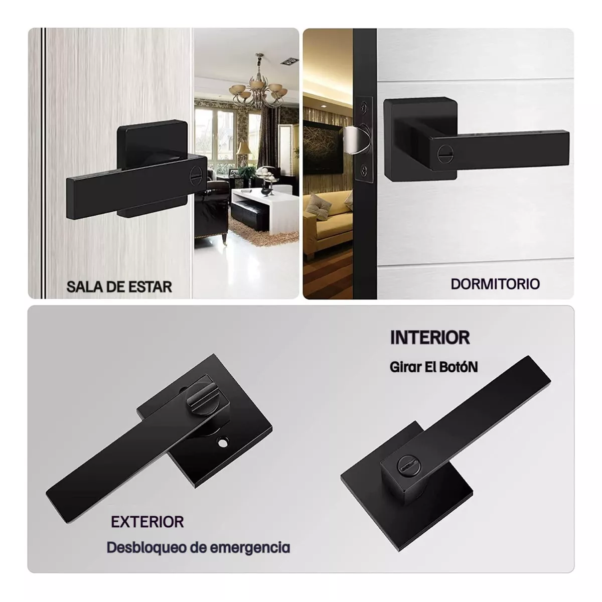 Foto 3 pulgar | Cerradura Eo Safe Imports Esi-9615 Negro Manija Negra Cuadrada para Puerta