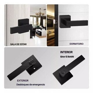Foto 2 | Cerradura Eo Safe Imports Esi-9615 Negro Manija Negra Cuadrada para Puerta