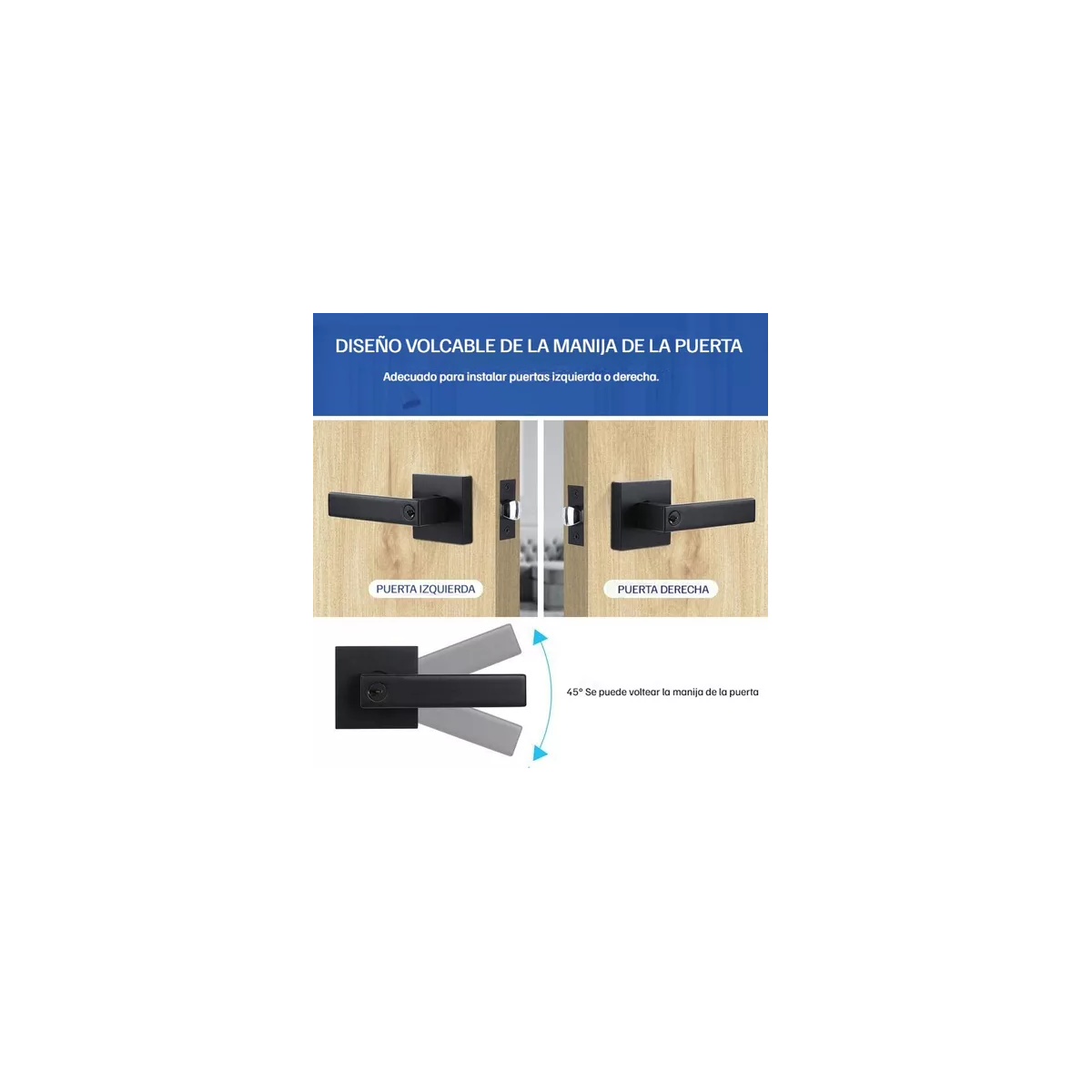 Foto 4 pulgar | Cerradura Eo Safe Imports Esi-9615 Negro Manija Negra Cuadrada para Puerta