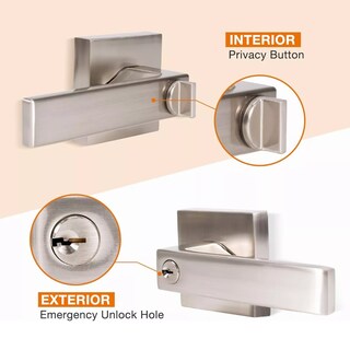 Foto 2 | Cerradura Manija Seguridad Cuadrada Puerta Recamara Baño Eo Safe Imports Esi-11487 color Plata