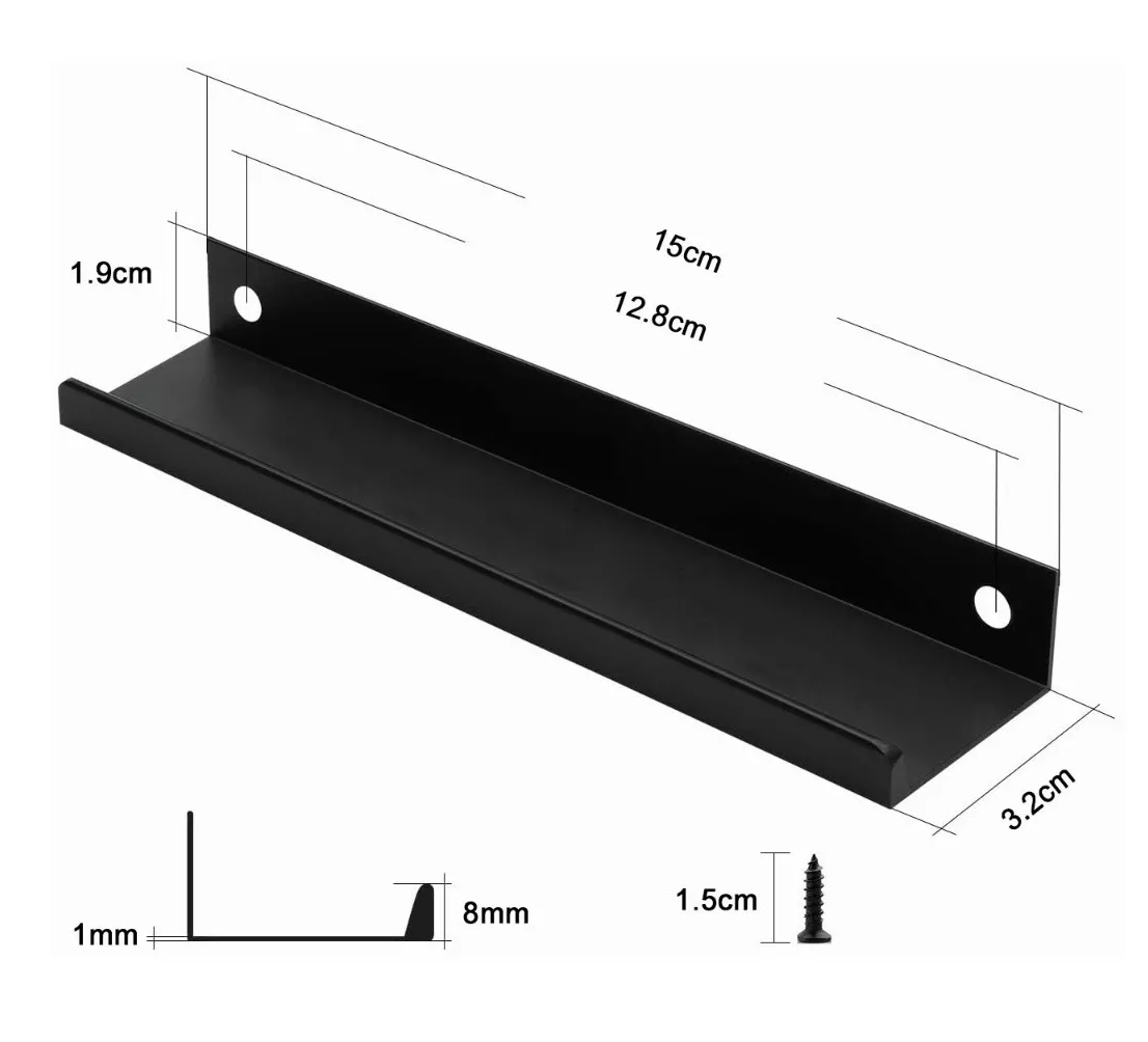 Foto 4 pulgar | Jaladera Oculta Perfil L para Cajón Puerta 15 cm 10 Piezas Negro