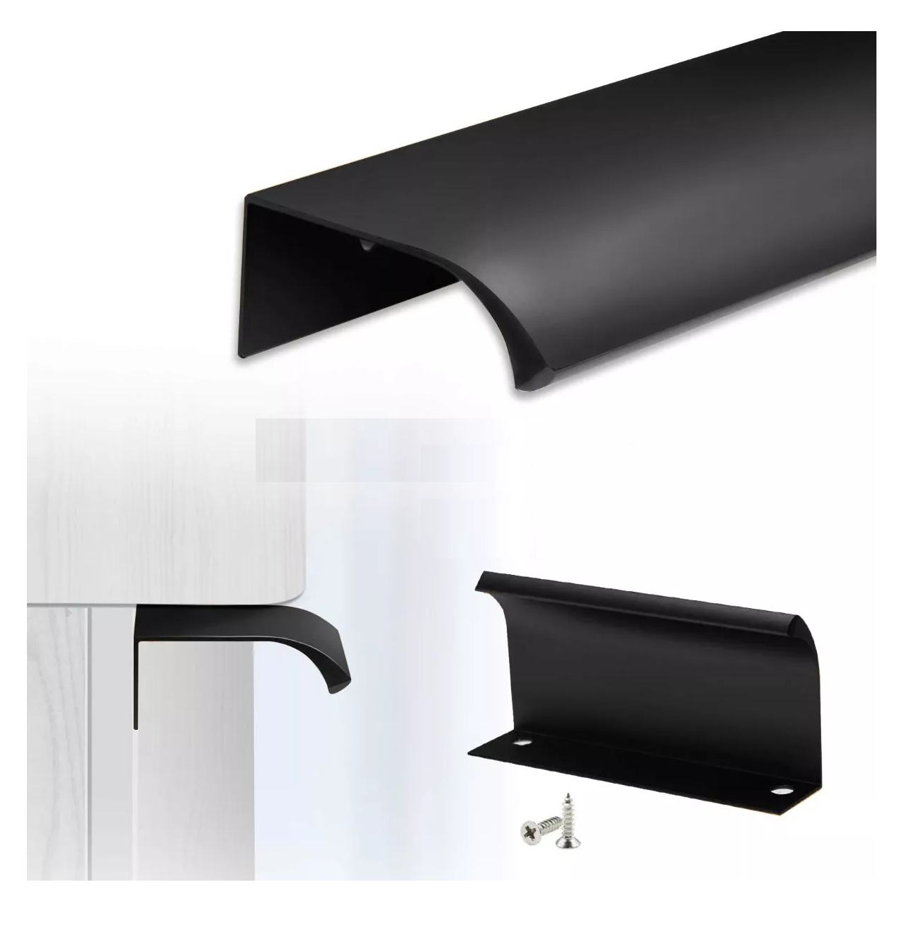 Foto 5 pulgar | Manijas Ocultas para Gabinete Belug Negras 30 cm 4 Piezas