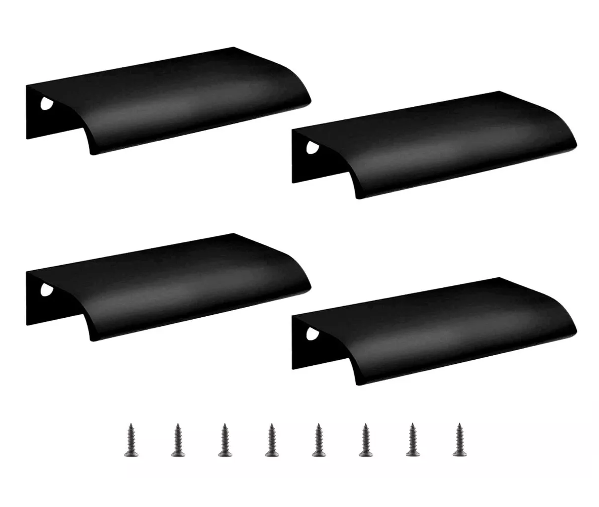 Manijas Ocultas para Gabinete Belug Negras 8 cm 4 Piezas