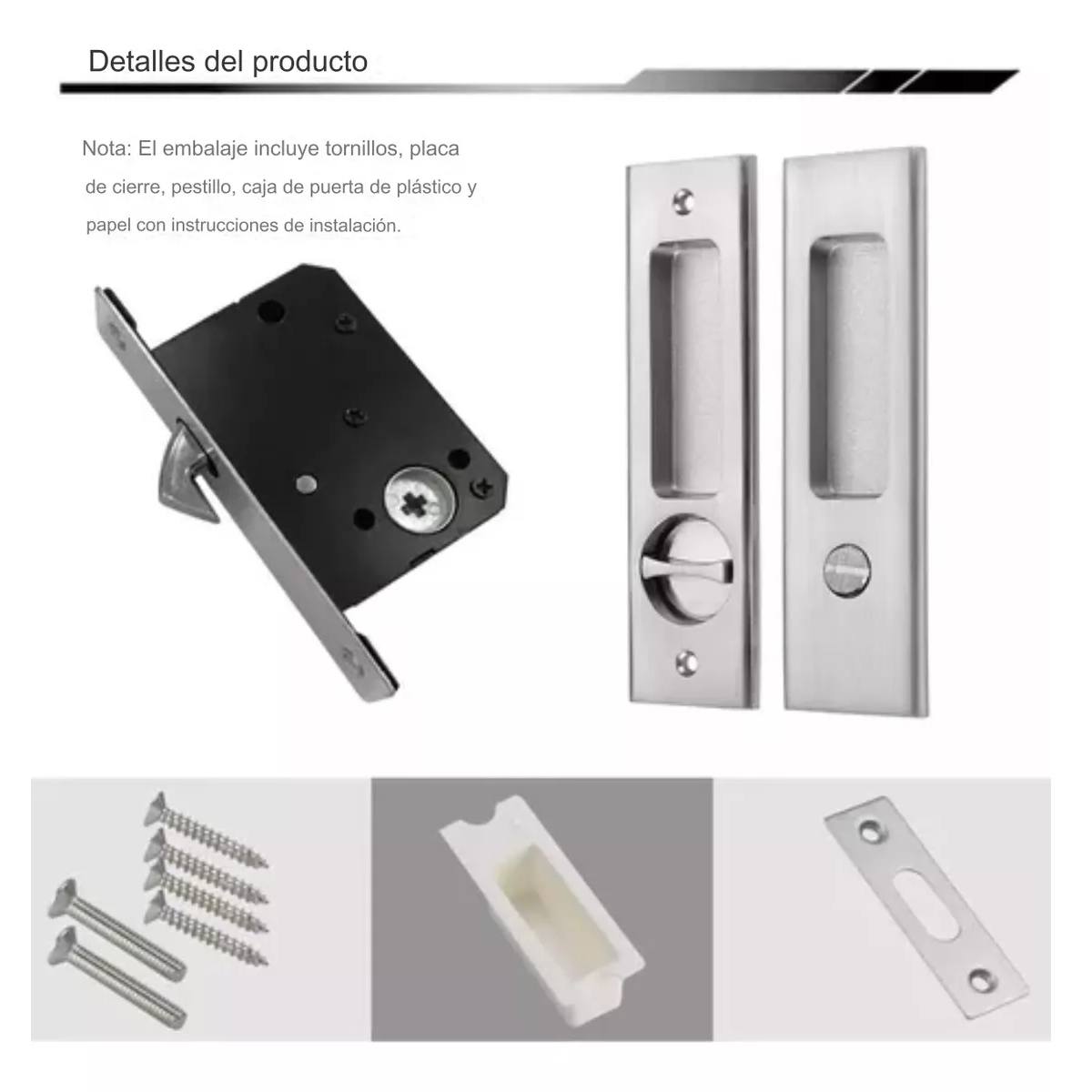 Foto 4 pulgar | Juego De Manija De Cerradura De Puerta Corredera  Eo Safe Imports Esi-15622 Plata