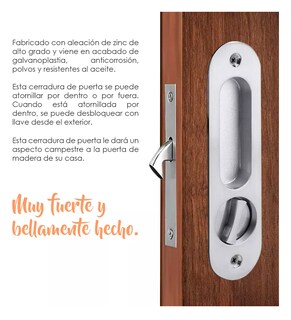 Foto 5 | Manija Con Llaves Antirrobo Para Puerta Corrediza De Madera Plata