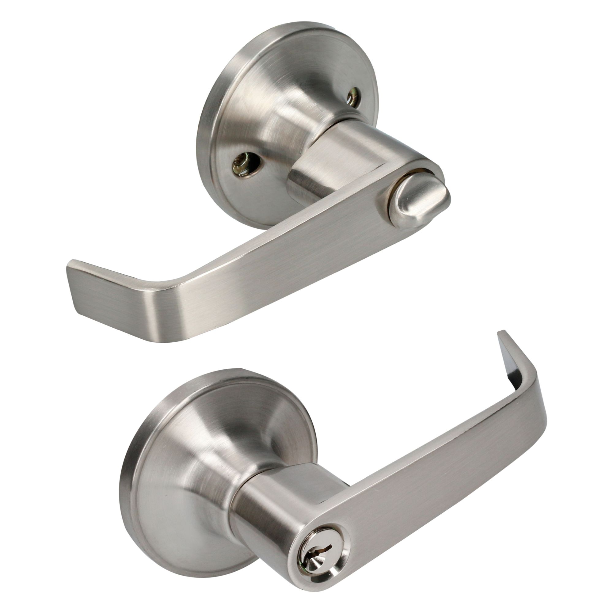 Foto 1 | Manija Tubular Plana Función Entrada Y Recámara, Níquel Satinado, Llave Estándar, Blíster Lock