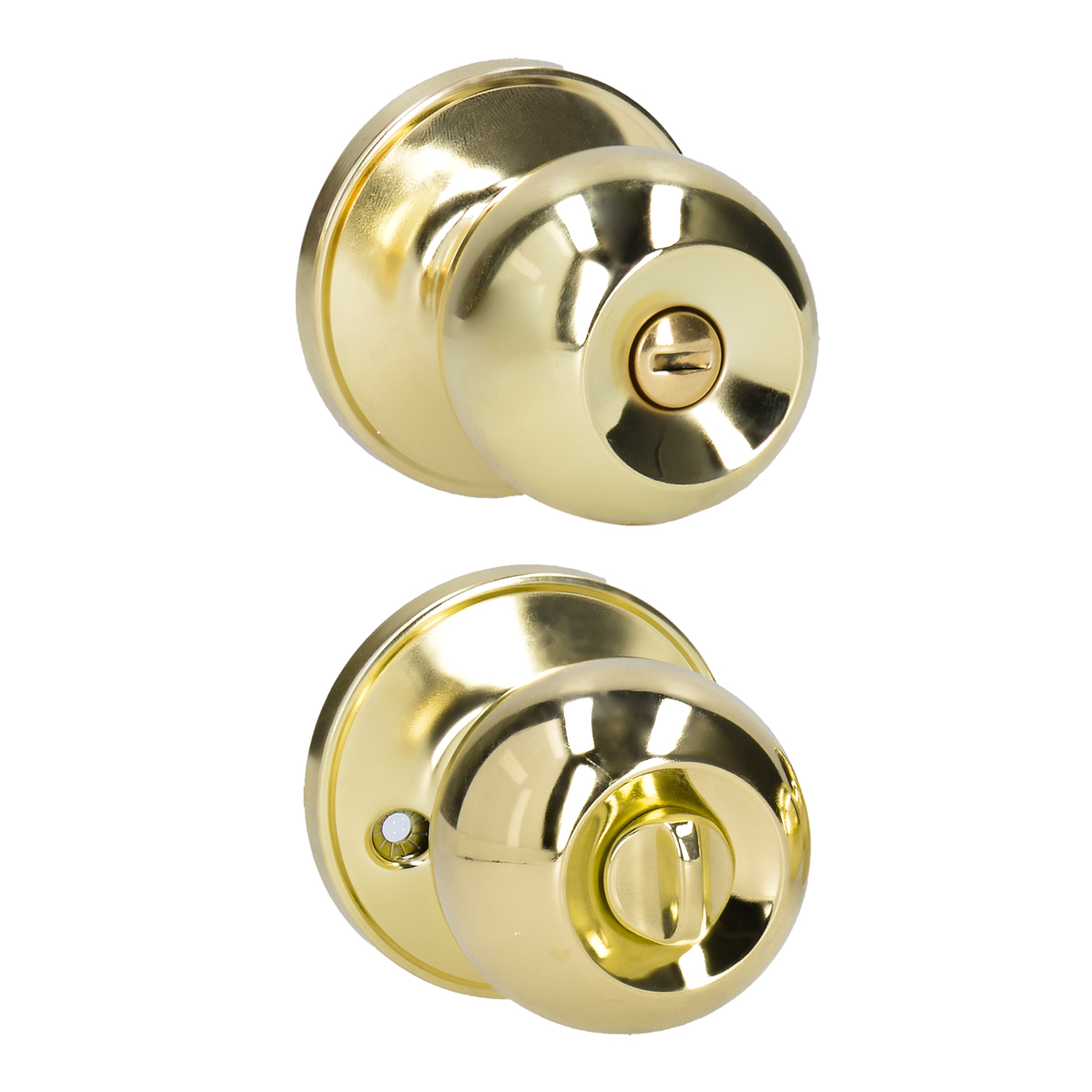 Pomo Tubular Bola Función Baño, Latón Brillante, Blíster Lock