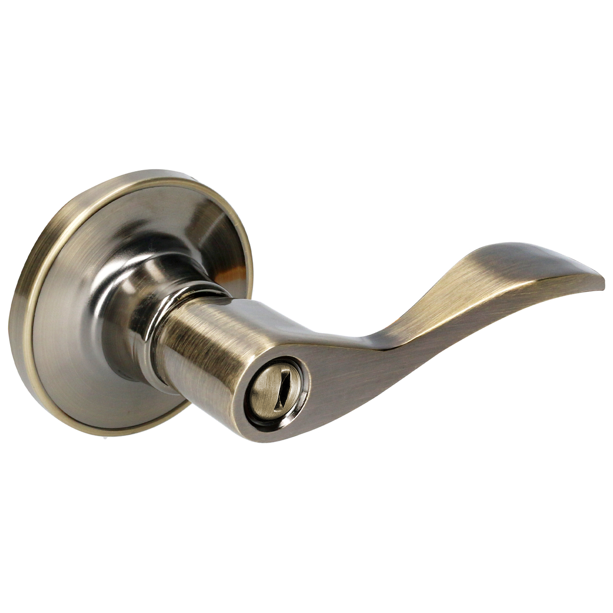 Foto 1 | Manija Tubular Curva Función Baño, Latón Antiguo, Llave Estándar, Blíster Lock