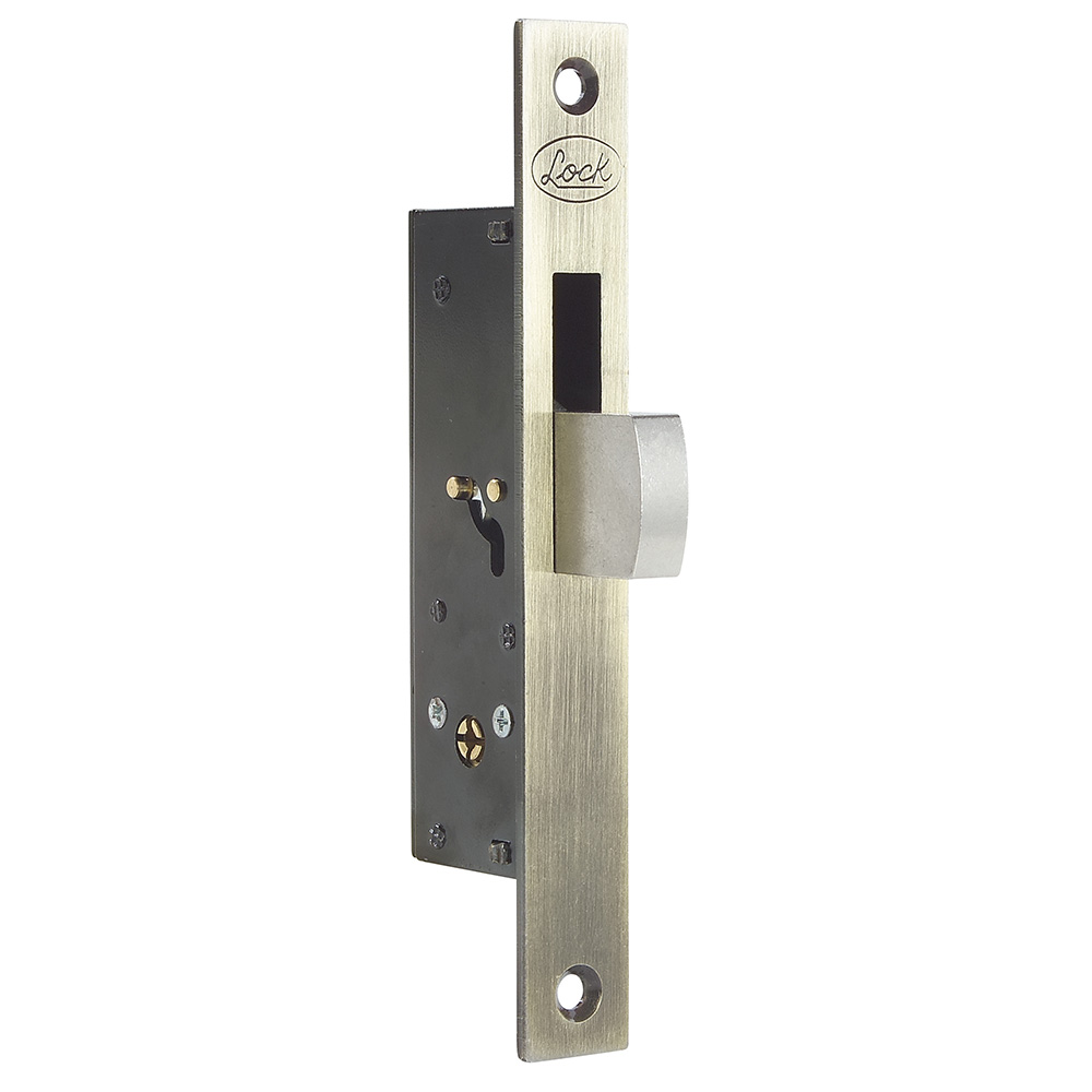 Cerrojo Para Embutir De Paleta, Latón Antiguo, Llave Tetra, En Caja Lock
