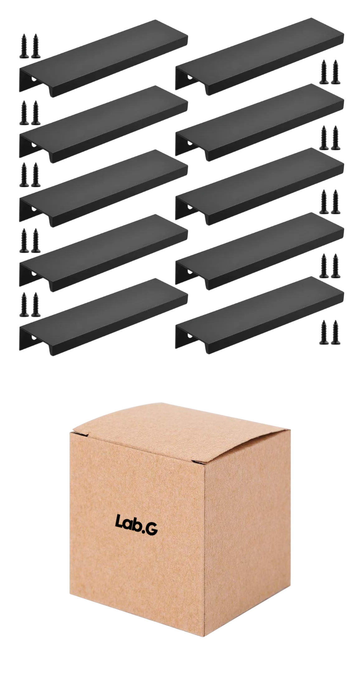 Jaladera Oculta Perfil L Para Cajon Puerta 15 Cm 10 Pzs, Negro