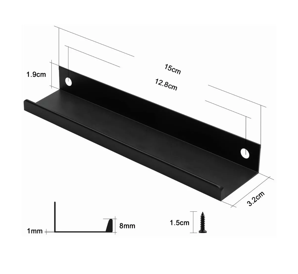 Foto 4 pulgar | Jaladera Oculta Perfil L Para Cajon Puerta 15 Cm 10 Pzs, Negro