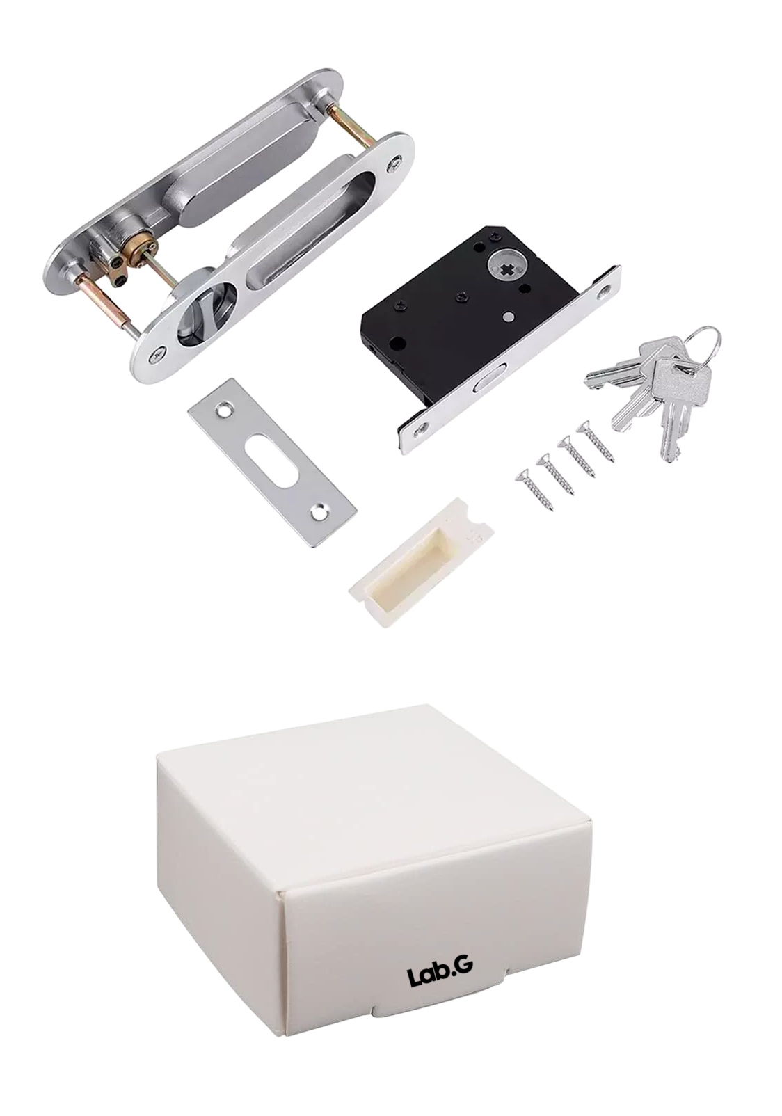 Manija Con Llaves Antirrobo Para Puerta Corrediza De Madera Plata