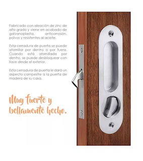 Foto 5 | Manija Con Llaves Antirrobo Para Puerta Corrediza De Madera Plata