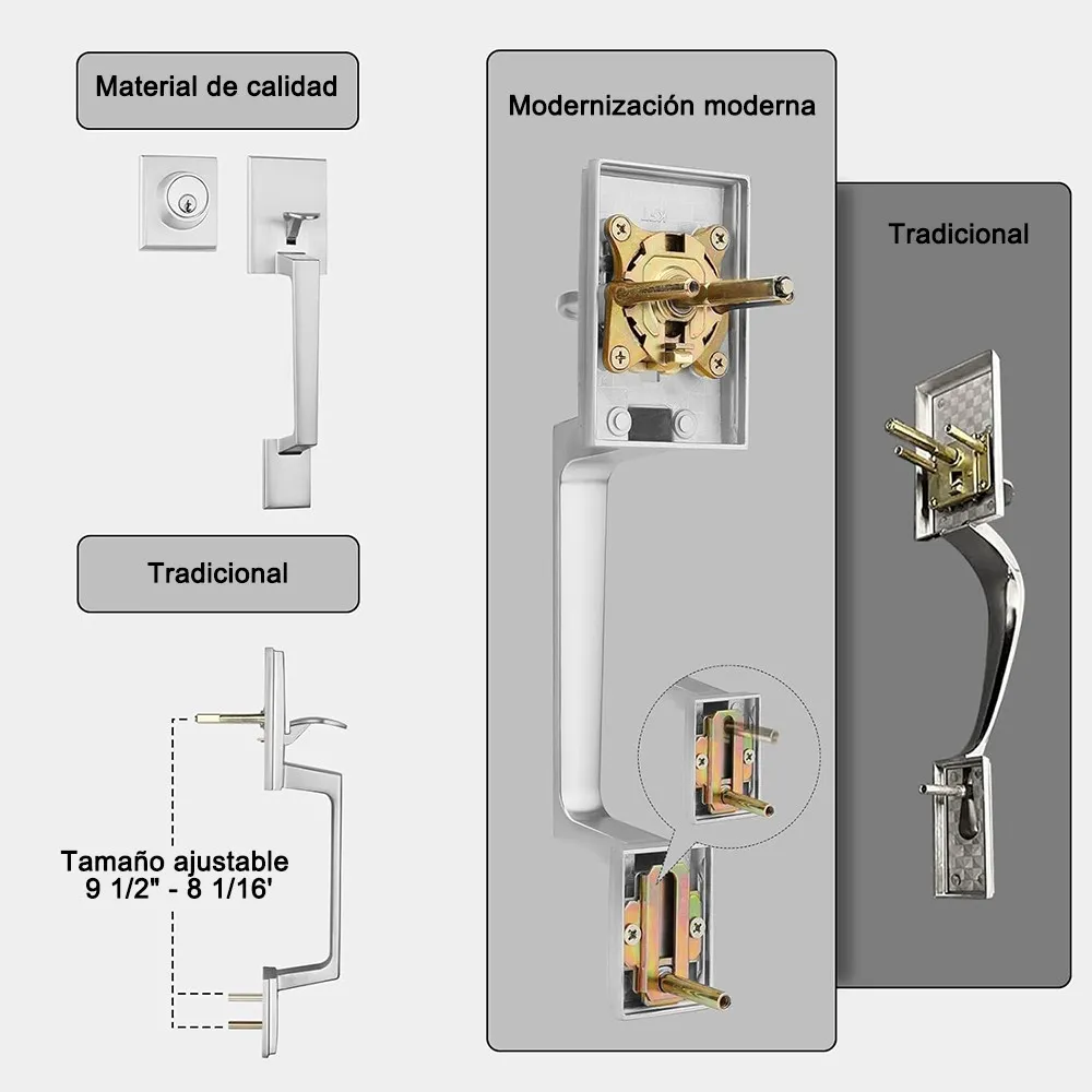 Foto 5 | Juego Cerradura Belug Puerta Manija De Puerta De Servicio Plata